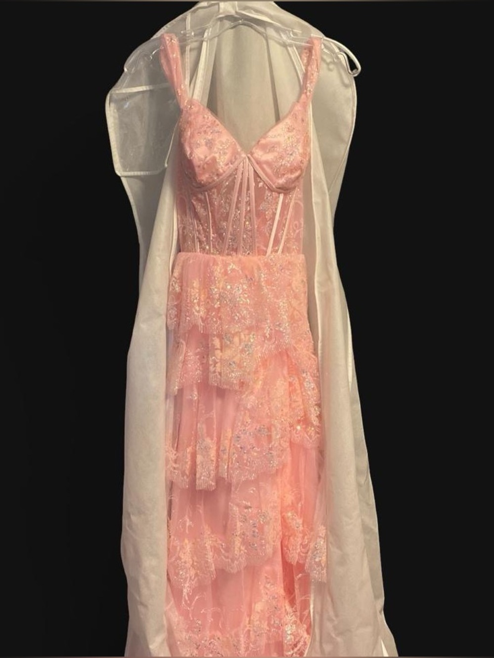 Elegant Pink Lace course prom dress